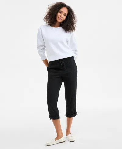 Style & Co Women's Pull On D-ring Capri Pants, Exclusively At Macy's In Deep Black