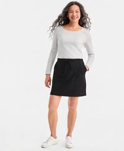 Style & Co Women's Pull-on Knit Skort, Macy's Exclusive In Black