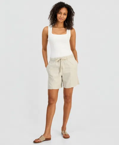 Style & Co Women's Pull-on Linen Shorts, Macy's Exclusive In Neutral