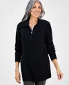 Style & Co Women's Quarter-zip Cable-knit Sweater, Macy's Exclusive In Black