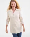Style & Co Women's Quarter-zip Cable-knit Sweater, Macy's Exclusive In Brown