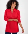 Style & Co Women's Quarter-zip Cable-knit Sweater, Macy's Exclusive In Red