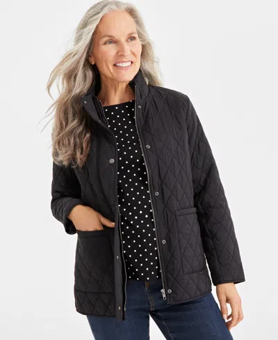 Style & Co Women's Quilted Coat, Created For Macy's In Deep Black