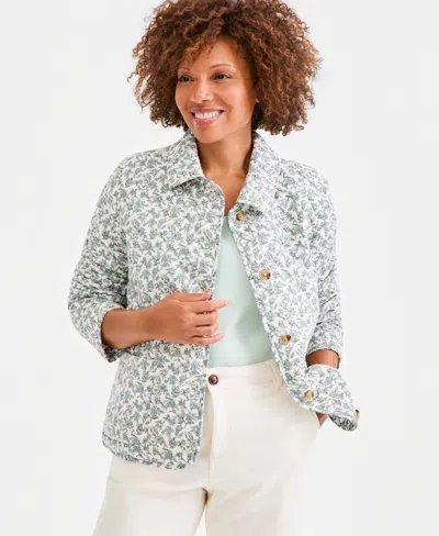 Style & Co Women's Quilted Cotton Button-front Jacket, Macy's Exclusive In Blue