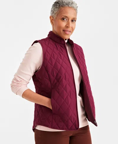STYLE & CO WOMEN'S QUILTED MOCK-NECK VEST, CREATED FOR MACY'S