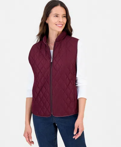 Style & Co Women's Quilted Mock-neck Vest, Created For Macy's In Burgundy