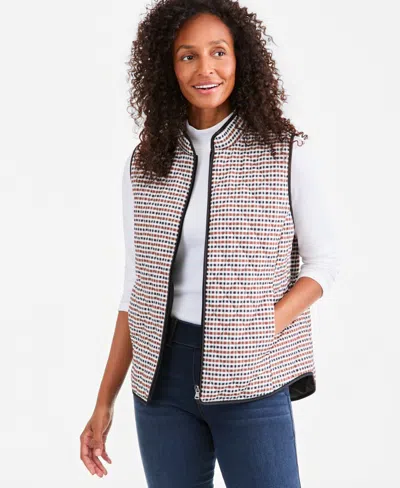 Style & Co Women's Quilted Plaid Puffer Vest, Macy's Exclusive In Multi