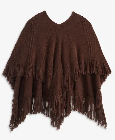 Style & Co Women's Raschel Knit Triangle-hem Topper, Macy's Exclusive In Chocolate