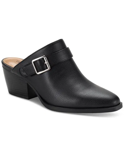 Style & Co Women's Rhiana Heel Buckle Mules, Created For Macy's In Black Sm