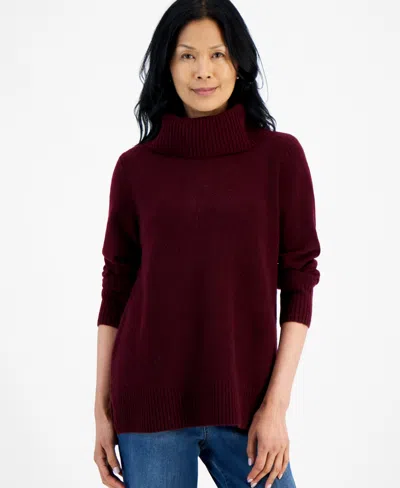 Style & Co Women's Rib-knit Turtleneck Long-sleeve Sweater, Created For Macy's In Berried Treasur