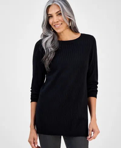 Style & Co Women's Ribbed Boat Neck Tunic Sweater, Macy's Exclusive In Multi