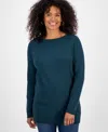 Style & Co Women's Ribbed Boat Neck Tunic Sweater, Macy's Exclusive In Green