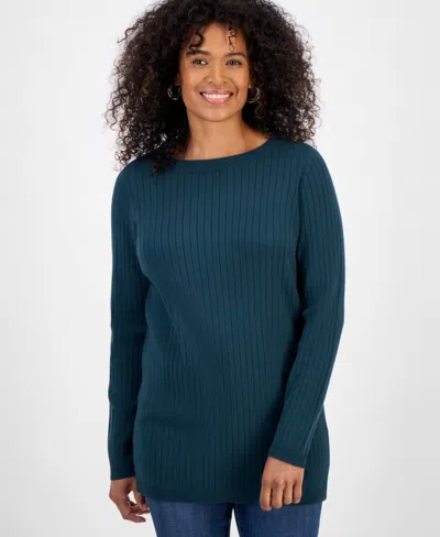 Style & Co Women's Ribbed Boat Neck Tunic Sweater, Macy's Exclusive In Multi