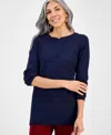Style & Co Women's Ribbed Boat Neck Tunic Sweater, Macy's Exclusive In Blue