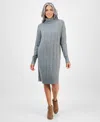 Style & Co Women's Ribbed Turtleneck Sweater Dress, Macy's Exclusive In Gray
