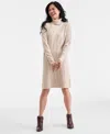 Style & Co Women's Ribbed Turtleneck Sweater Dress, Macy's Exclusive In Neutral