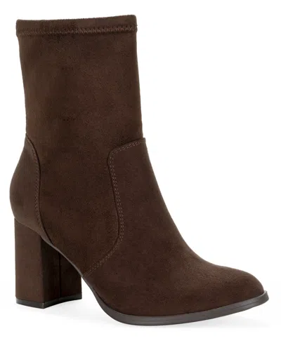 Style & Co Women's Ritaa Round Toe Dress Booties Macy's Exclusive In Brown