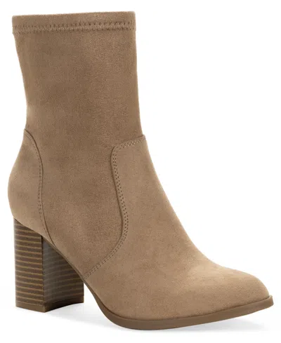 Style & Co Women's Ritaa Round Toe Dress Booties Macy's Exclusive In Brown