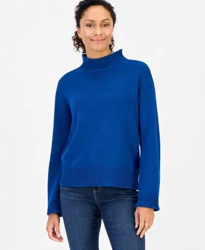 Style & Co Women's Rollneck Sweater, Macy's Exclusive In Blue