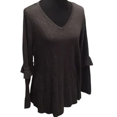 Style & Co Women's Ruffled Elbow V-neck Sweater - Plus In Black
