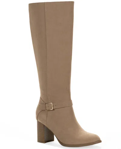 Style & Co Women's Ruthh Round Toe Buckle Detail Dress Boots, Macy's Exclusive In Brown