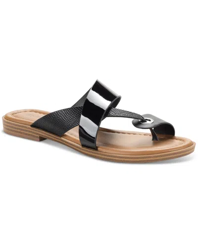 Style & Co Women's Satinne Toe-ring Thong Sandals, Created For Macy's In Black