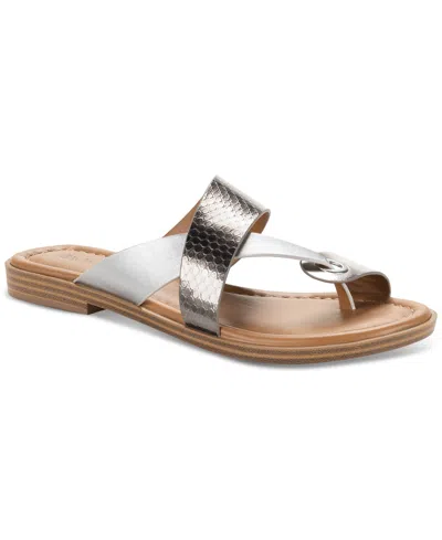 Style & Co Women's Satinne Toe-ring Thong Sandals, Created For Macy's In Pewter