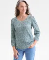 Style & Co Petite Floral-print Scoop-neck Top, Macy's Exclusive In Multi