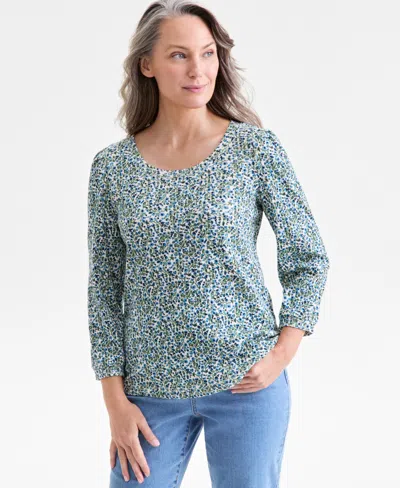 Style & Co Women's Scoop-neck Long-sleeve Ribbed Knit Top, Macy's Exclusive In Multi