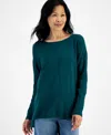 Style & Co Women's Seam-front Boat-neck Tunic Sweater, Created For Macy's In True Emerald
