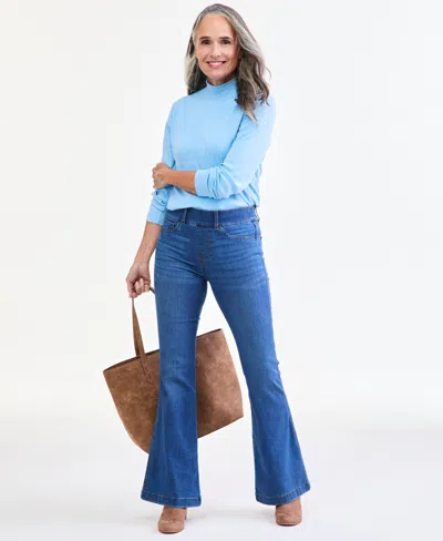 Style & Co Women's Shape Po Flare High-rise Pull-on Jeans, Macy's Exclusive In Blue