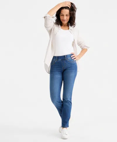 Style & Co Women's Shaping Pull-on Straight Jeans, Macy's Exclusive In Transparent
