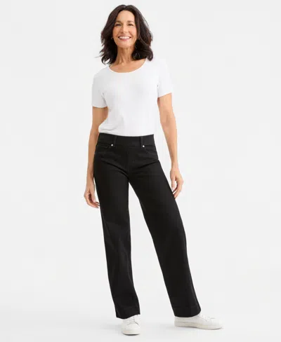 Style & Co Women's Shaping Pull-on Wide-leg Jeans, Macy's Exclusive In Black