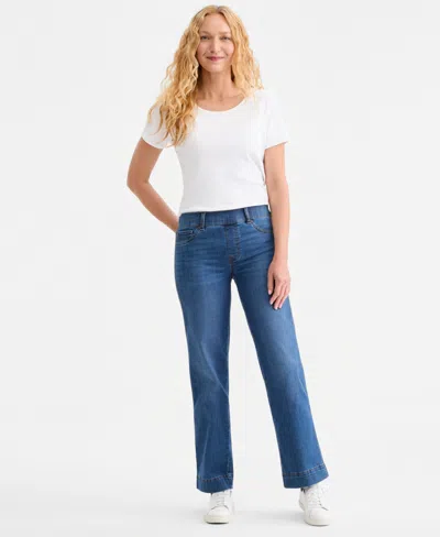 Style & Co Women's Shaping Pull-on Wide-leg Jeans, Macy's Exclusive In Blue