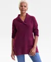 Style & Co Women's Shawl Collar Button-hem Tunic Sweater, Created For Macy's In Pink
