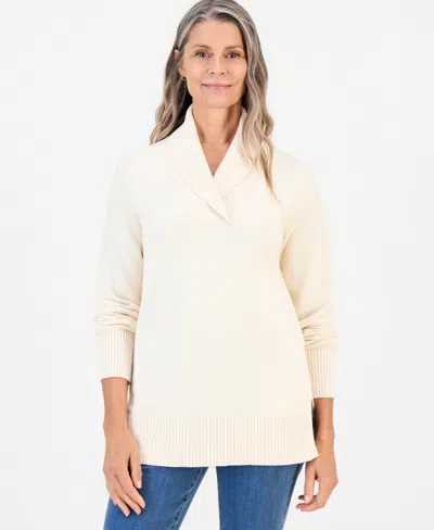 Style & Co Women's Shawl Collar Cotton-blend Sweater, Macy's Exclusive In Palomino