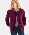 Style & Co Women's Sherpa Jacket With Corduroy Trim, Macy's Exclusive In Burgundy