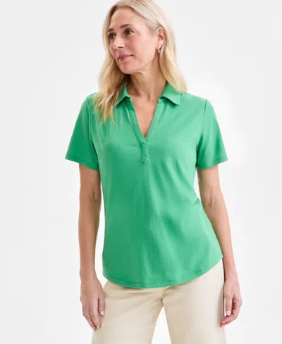 Style & Co Women's Short-sleeve Knit Polo Shirt, Exclusively At Macy's In Hampton Green