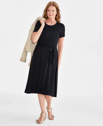 Style & Co Women's Short-sleeve T-shirt Dress, Created For Macy's In Deep Black