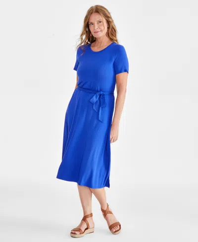 Style & Co Women's Short-sleeve T-shirt Dress, Created For Macy's In Jazzy Blue