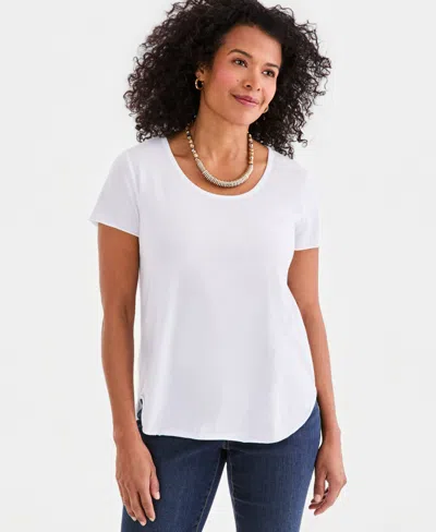 Style & Co Women's Short-sleeve Scoop-neck Top, Macy's Exclusive In White