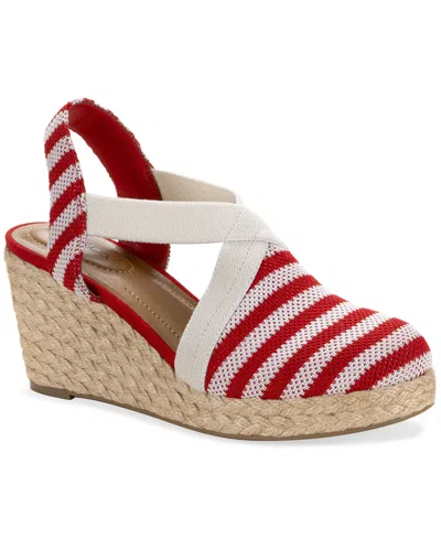 Style & Co Women's Siennaa Closed Toe Wedge Espadrilles, Macy's Exclusive In Red