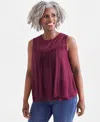Style & Co Women's Sleeveless Embroidered Lace Top, Created For Macy's In Berriedtreasure