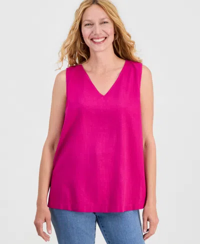 Style & Co Women's Sleeveless Linen V-neck Tunic, Macy's Exclusive In Pink
