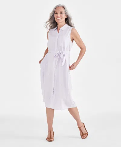 Style & Co Women's Sleeveless Shirtdress, Created For Macy's In Lavender Fog