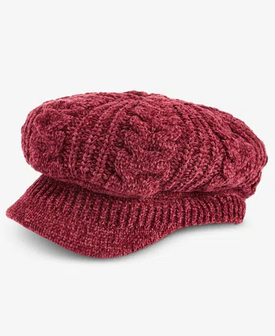 Style & Co Women's Slouchy Chenille Cable-knit Cabbie Hat, Macy's Exclusive In Wine