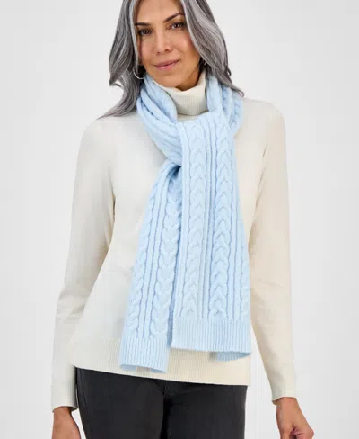 Style & Co Women's Solid Cable Knit Scarf, Macy's Exclusive In Blue