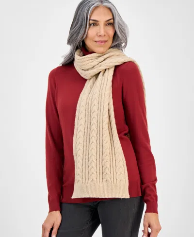 Style & Co Women's Solid Cable Knit Scarf, Macy's Exclusive In Gray