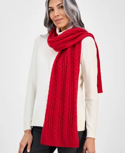 Style & Co Women's Solid Cable Knit Scarf, Macy's Exclusive In Red