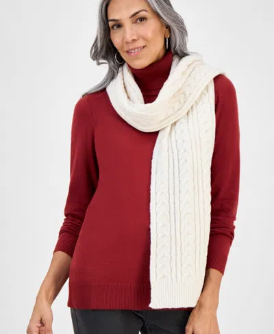 Style & Co Women's Solid Cable Knit Scarf, Macy's Exclusive In Neutral
